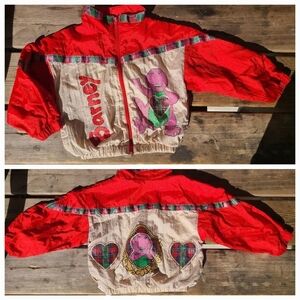 Barneys New York Red and Cream Kids Puffer Jacket